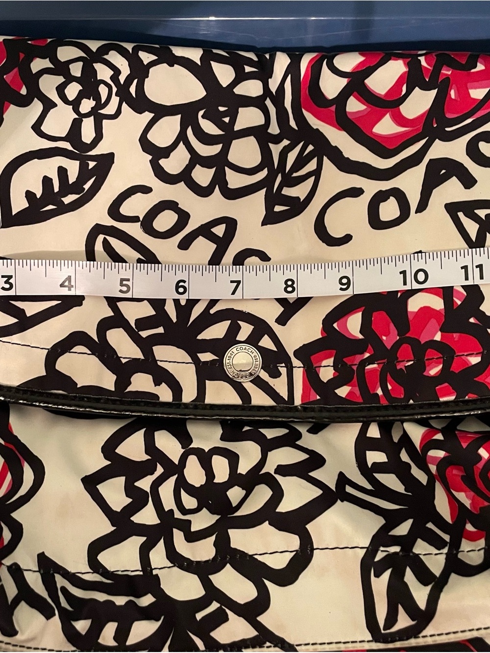 Coach Floral Foldover / Cross-body in White, Black, Red & Hot Pink - Picture 5 of 16